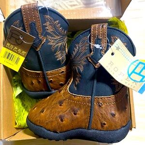 Roper Kids Infant JED Brown Western Boots - Ostrich